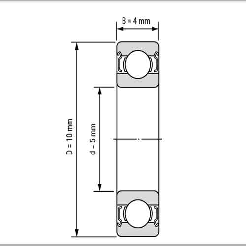 ابعاد بلبرینگ شیار عمیق 105ZZ